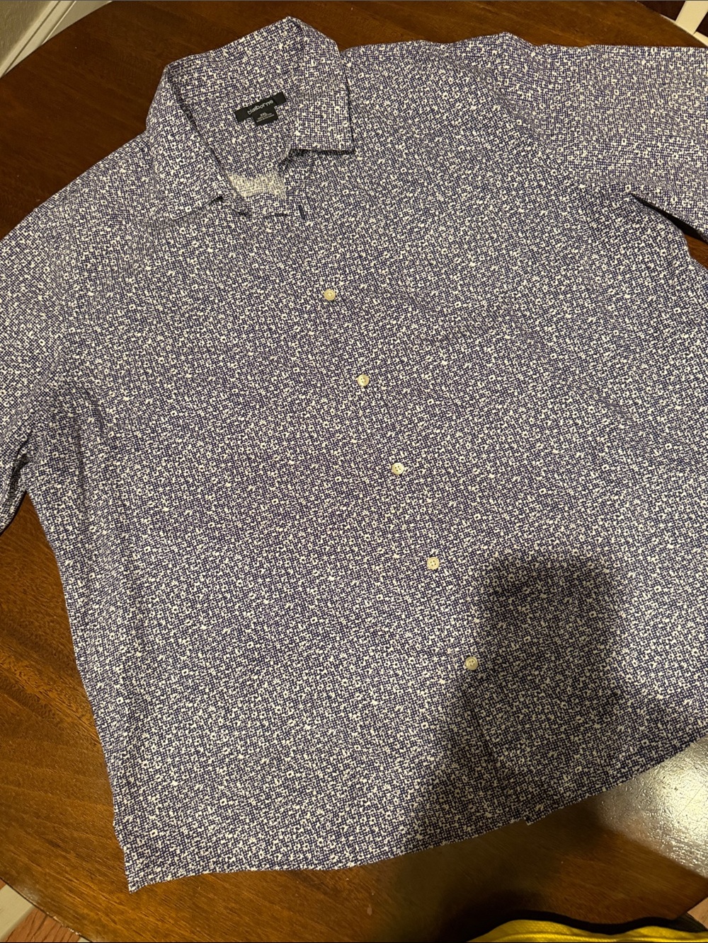 Claiborne Blue Floral Micro-Print Button-Up Shirt